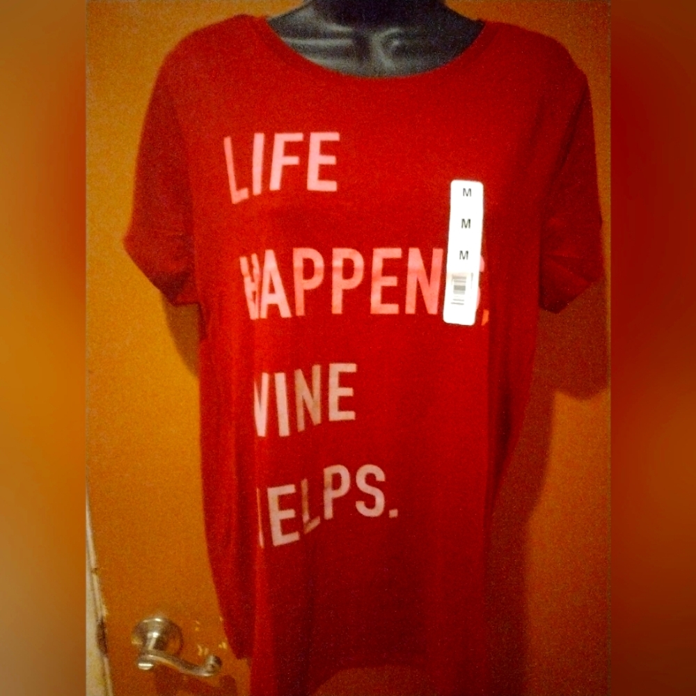 LS1 Life Happens Wine Helps T-shirt Size Medium